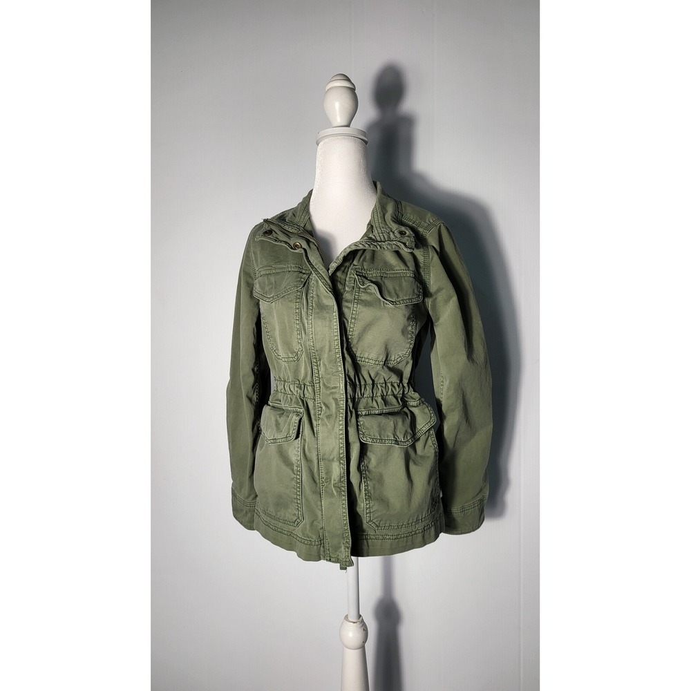 Gap Y2k Army Green Utility Jacket Military Anorak Drawstring Waist Lightweight - Picture 6 of 10